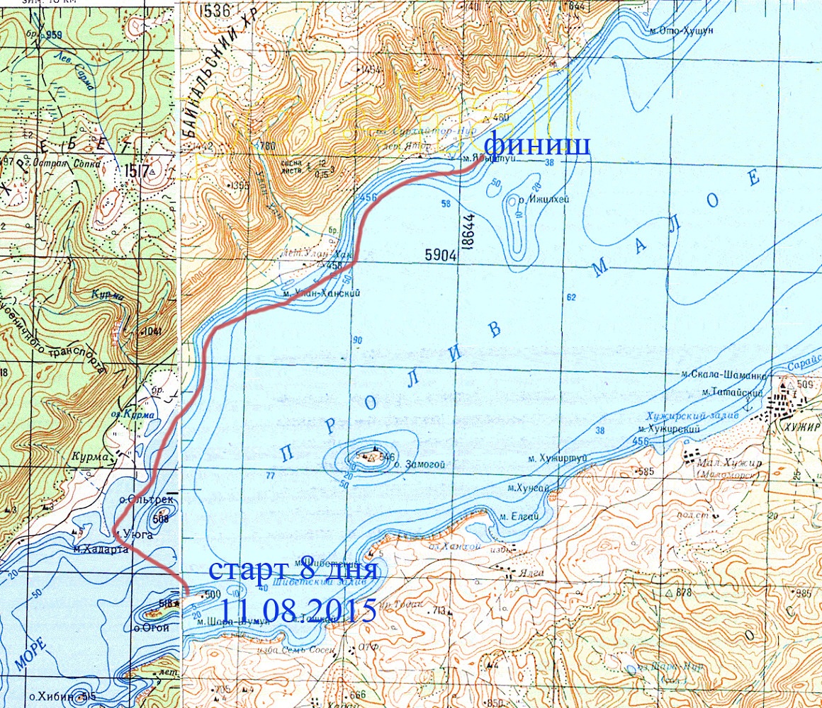 Карта малого моря байкал с бухтами