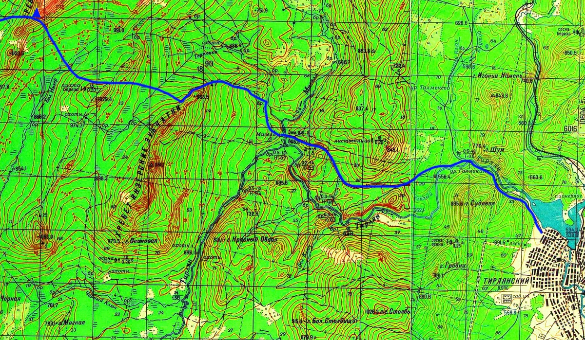 Топографическая карта белорецк